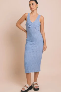 Women Daisy Street Dresses-Mesh Midi Dress With Elastic Detail