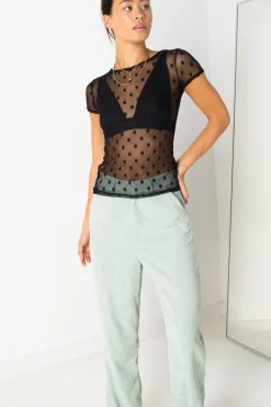Women Daisy Street Tops-Mesh Spot Top