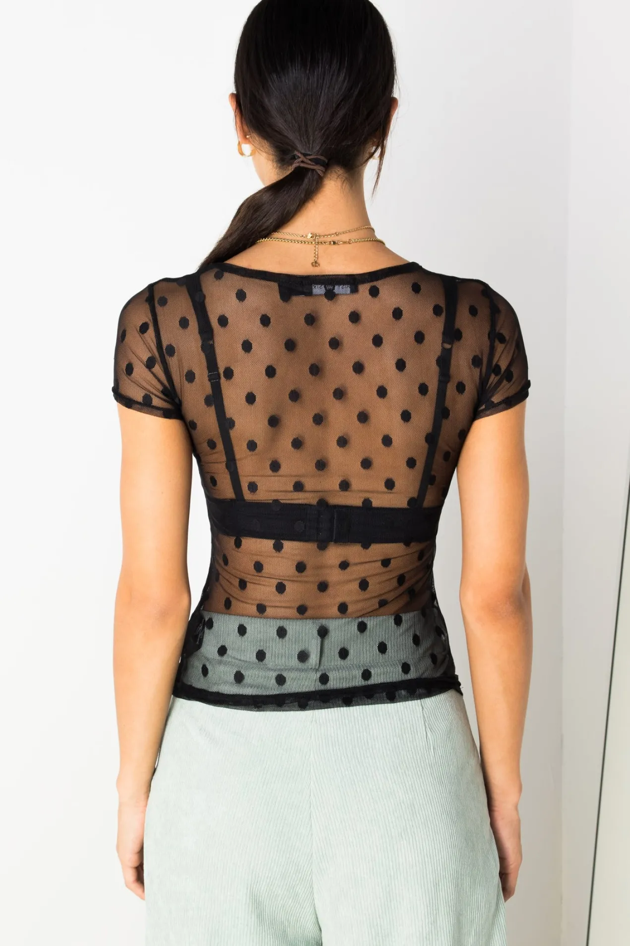 Women Daisy Street Tops-Mesh Spot Top