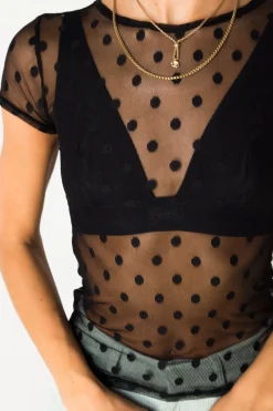 Women Daisy Street Tops-Mesh Spot Top