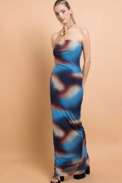 Women Daisy Street Partywear | Dresses-Mesh Strapless Maxi Dress