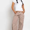 Women Daisy Street Trousers-Mid Rise Denim Stripe Jean
