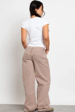 Women Daisy Street Trousers-Mid Rise Denim Stripe Jean