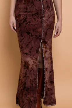 Women Daisy Street Partywear | Skirts-Mid Rise Devore Maxi Skirt With Lace Trim