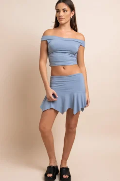 Women Daisy Street Dresses-Mid Rise Slinky Hanky Hem Skirt