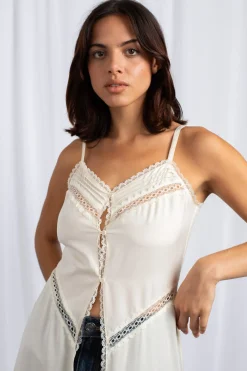 Women Daisy Street Tops-Midaxi Open Front Full Length Cami Top