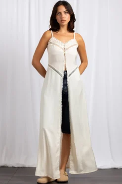 Women Daisy Street Tops-Midaxi Open Front Full Length Cami Top