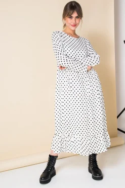 Women Daisy Street Dresses-Midaxi Smock Dress in Spot Print