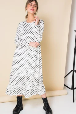 Women Daisy Street Dresses-Midaxi Smock Dress in Spot Print
