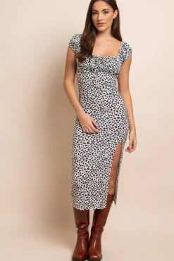 Women Daisy Street Dresses-Midi Dress in Ditsy Print