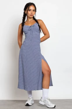 Women Daisy Street Dresses-Midi Dress With Milkmaid Bust And Shirred Back