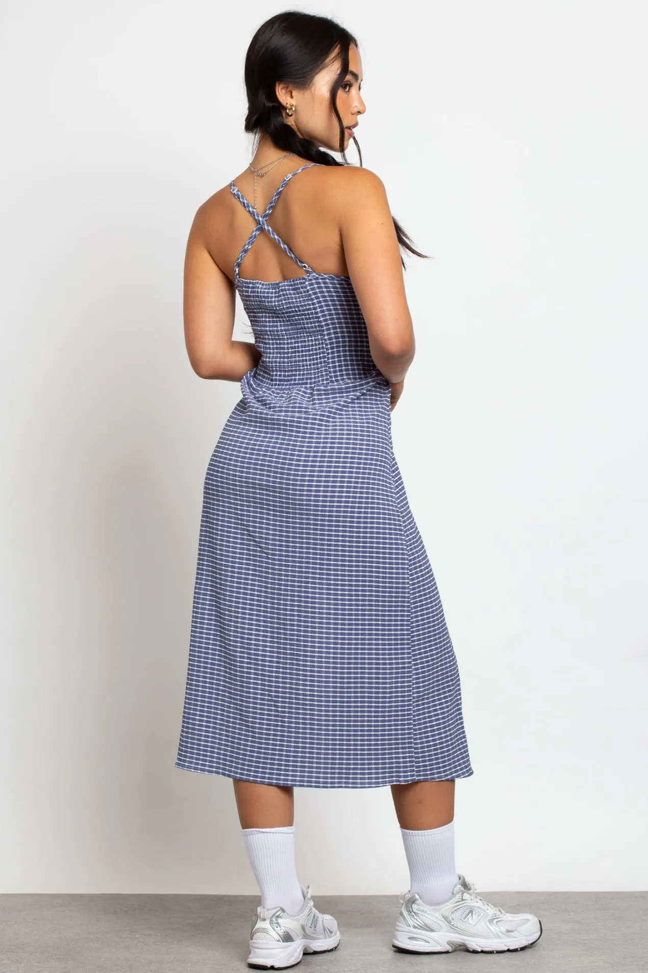 Women Daisy Street Dresses-Midi Dress With Milkmaid Bust And Shirred Back