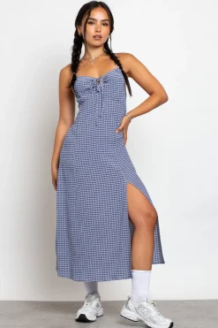 Women Daisy Street Dresses-Midi Dress With Milkmaid Bust And Shirred Back