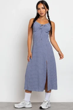 Women Daisy Street Dresses-Midi Dress With Milkmaid Bust And Shirred Back