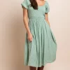 Women Daisy Street Dresses-Midi Shirred Dress