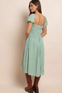 Women Daisy Street Dresses-Midi Shirred Dress
