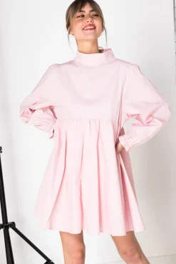 Women Daisy Street Dresses-Mini Smock Dress with Full Skirt in Cotton