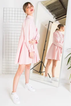 Women Daisy Street Dresses-Mini Smock Dress with Full Skirt in Cotton