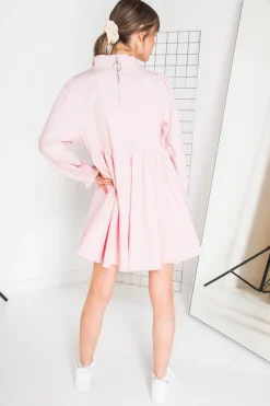Women Daisy Street Dresses-Mini Smock Dress with Full Skirt in Cotton