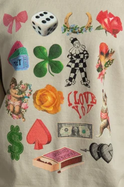 Women Daisy Street Hoodies & Sweatshirts-Multi Graphic Oversized Sweat