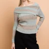 Women Daisy Street Tops-Off Shoulder Space Knit Jumper