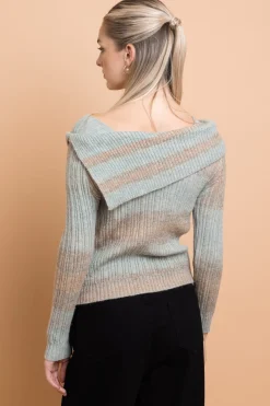 Women Daisy Street Tops-Off Shoulder Space Knit Jumper
