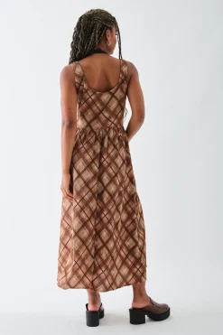Women Daisy Street Dresses-Oversized Check Printed Smock Dress