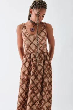 Women Daisy Street Dresses-Oversized Check Printed Smock Dress
