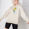 Women Daisy Street Hoodies & Sweatshirts-Oversized Hoodie with Live Life in full Bloom Print
