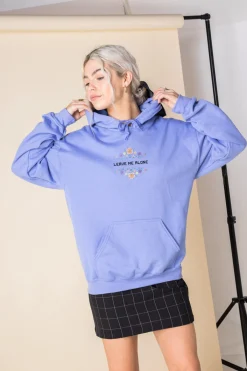Women Daisy Street Hoodies & Sweatshirts-Oversized Hoodie with Leave Me Alone Print