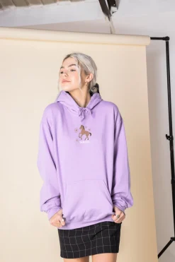 Women Daisy Street Hoodies & Sweatshirts-Oversized Hoodie with Thug Life Pony Print