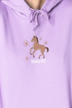 Women Daisy Street Hoodies & Sweatshirts-Oversized Hoodie with Thug Life Pony Print