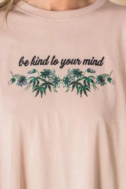 Women Daisy Street Dresses-Oversized Long Sleeve T-Shirt Dress with Be Kind Print
