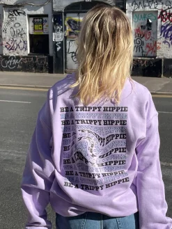Women Daisy Street Hoodies & Sweatshirts-Oversized Sweatshirt with Trippy Hippie Back Print