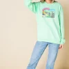 Women Daisy Street Hoodies & Sweatshirts-Oversized Sweatshirt with Hollywood Print