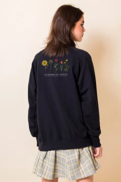 Women Daisy Street Hoodies & Sweatshirts-Oversized Sweatshirt with Growth Back Print