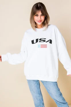 Women Daisy Street Hoodies & Sweatshirts-Oversized Sweat with USA Print