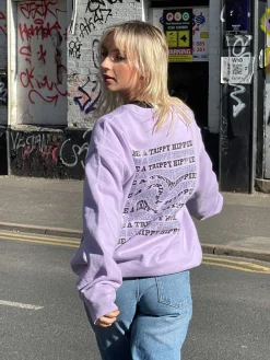 Women Daisy Street Hoodies & Sweatshirts-Oversized Sweatshirt with Trippy Hippie Back Print