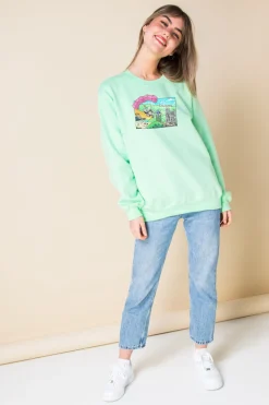 Women Daisy Street Hoodies & Sweatshirts-Oversized Sweatshirt with Hollywood Print