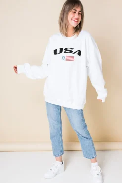Women Daisy Street Hoodies & Sweatshirts-Oversized Sweat with USA Print