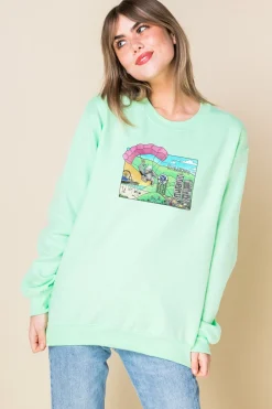 Women Daisy Street Hoodies & Sweatshirts-Oversized Sweatshirt with Hollywood Print