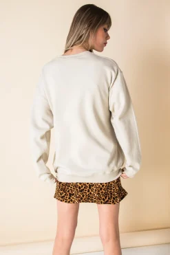 Women Daisy Street Hoodies & Sweatshirts-Oversized Sweat with Live Life in Full Bloom Print