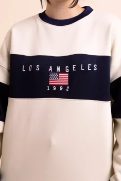 Women Daisy Street Hoodies & Sweatshirts-Panelled LA Sweatshirt
