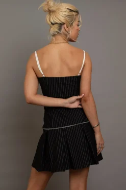 Women Daisy Street Partywear | Dresses-Pinstripe Mini Dress With Box Pleats