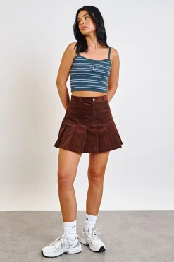 Women Daisy Street Skirts-Pleated Cord Skirt