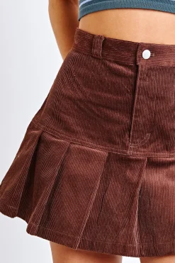 Women Daisy Street Skirts-Pleated Cord Skirt