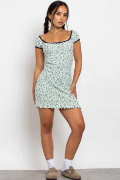 Women Daisy Street Dresses-Pointelle Ditsy Milkmaid Mini Dress