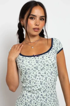 Women Daisy Street Dresses-Pointelle Ditsy Milkmaid Mini Dress