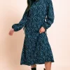 Women Daisy Street Dresses-Printed Crinkle Midi Dress With Cut Out Detail