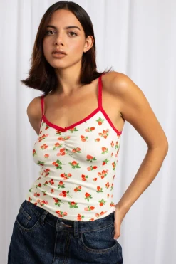 Women Daisy Street Tops-Printed Cropped Cami Top